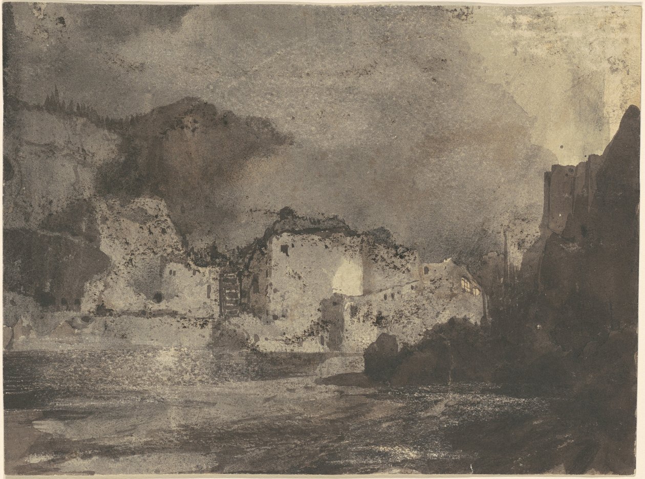 Gebouwen bij Maanlicht door Thomas Moran
