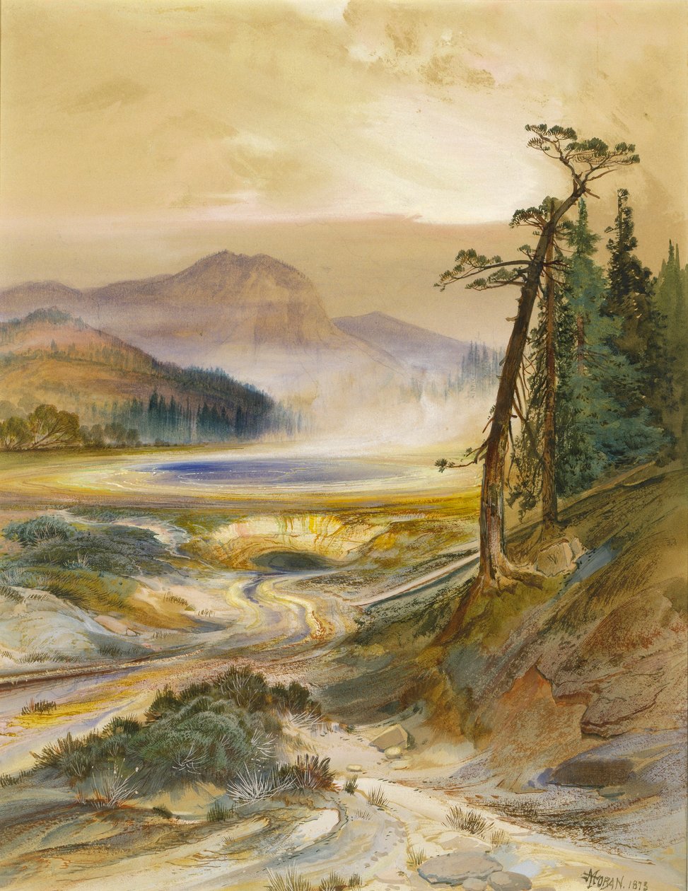 Excelsior-geiser, Yellowstone Park door Thomas Moran