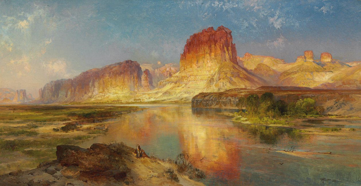 Groene rivier van Wyoming door Thomas Moran