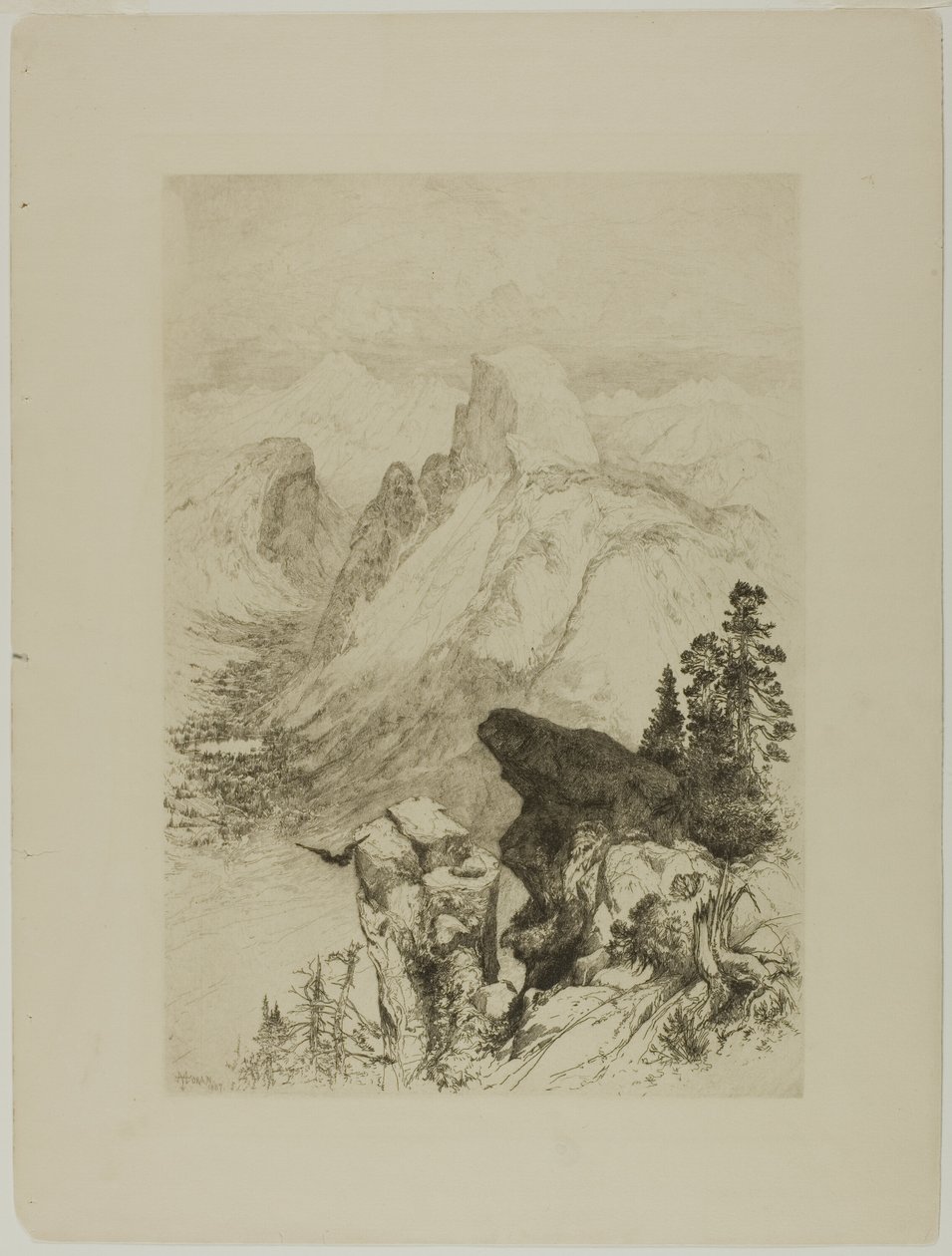 Half-Dome, uitzicht vanaf Moran Point door Thomas Moran