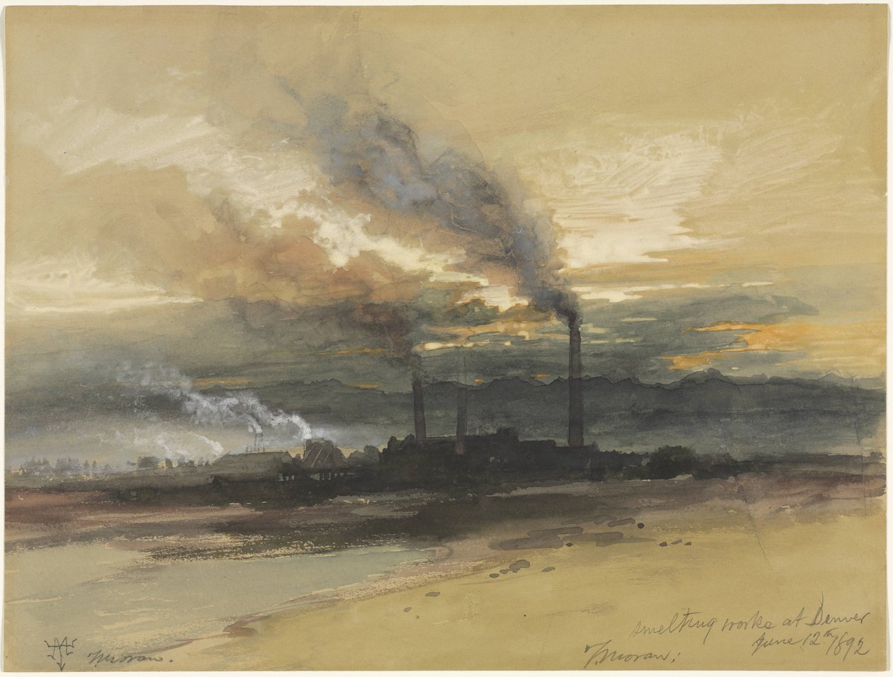 Smelterij in Denver door Thomas Moran