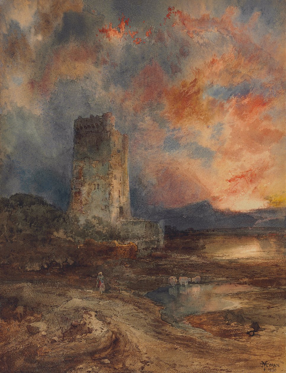 Zonsondergang op de heide, 1880 door Thomas Moran