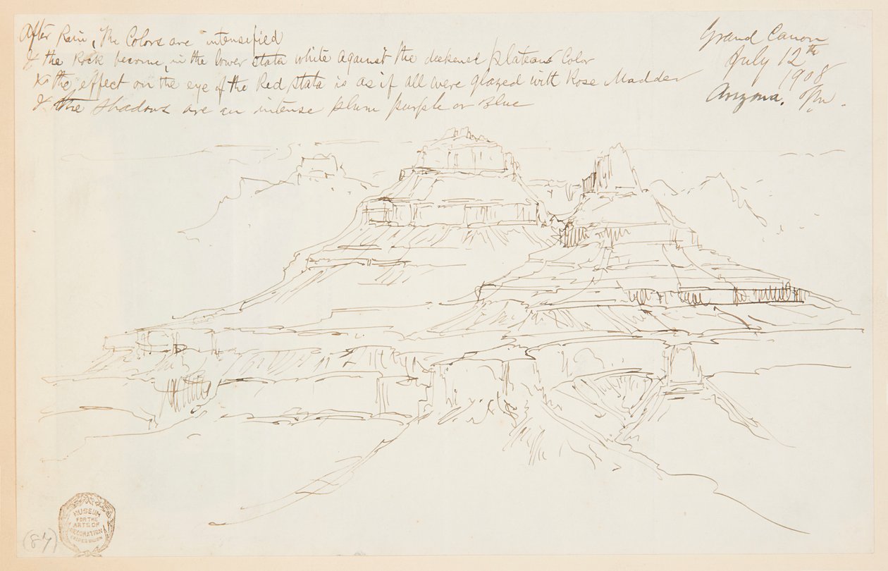Twee Kliffen in de Grand Canyon, Arizona door Thomas Moran