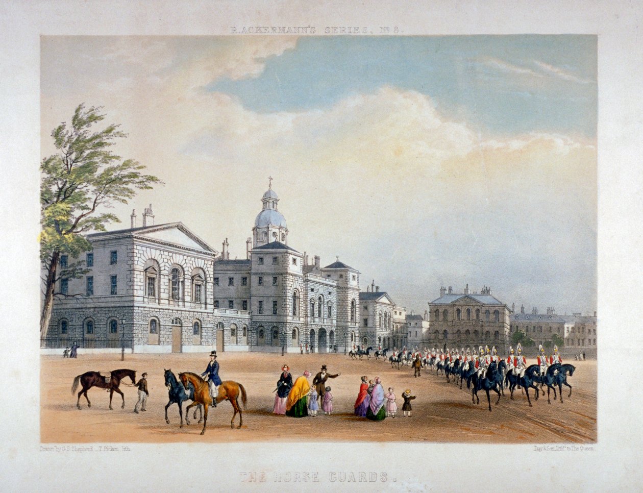 Horse Guards, Westminster, Londen, 1851 door Thomas Picken