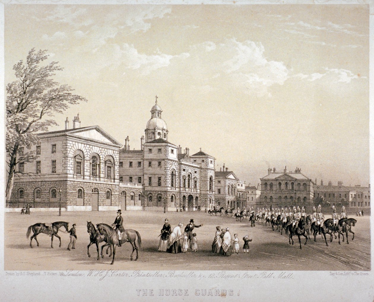 Horse Guards, Westminster, Londen, 1851 door Thomas Picken