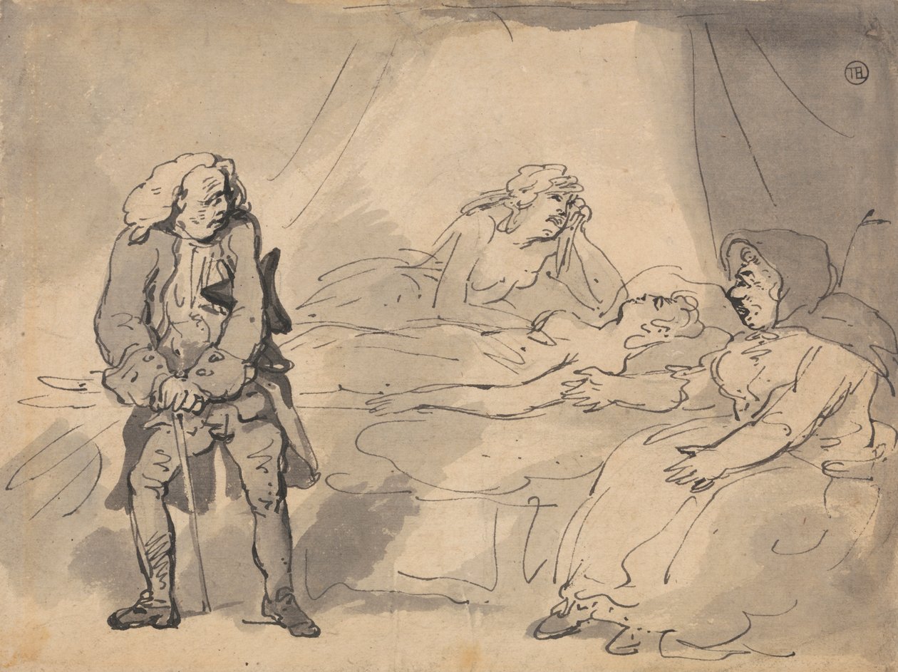 Een Sterfbed Scène door Thomas Rowlandson
