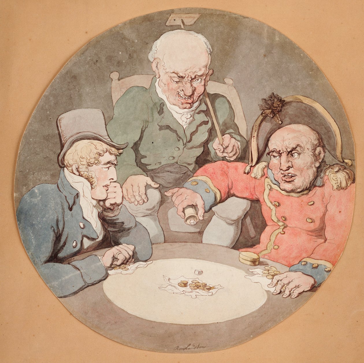 Een spel dobbelstenen door Thomas Rowlandson