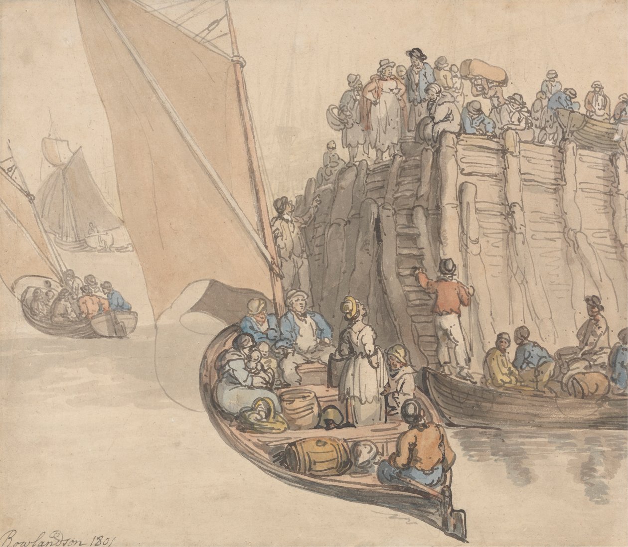 Een Pier in Amsterdam door Thomas Rowlandson
