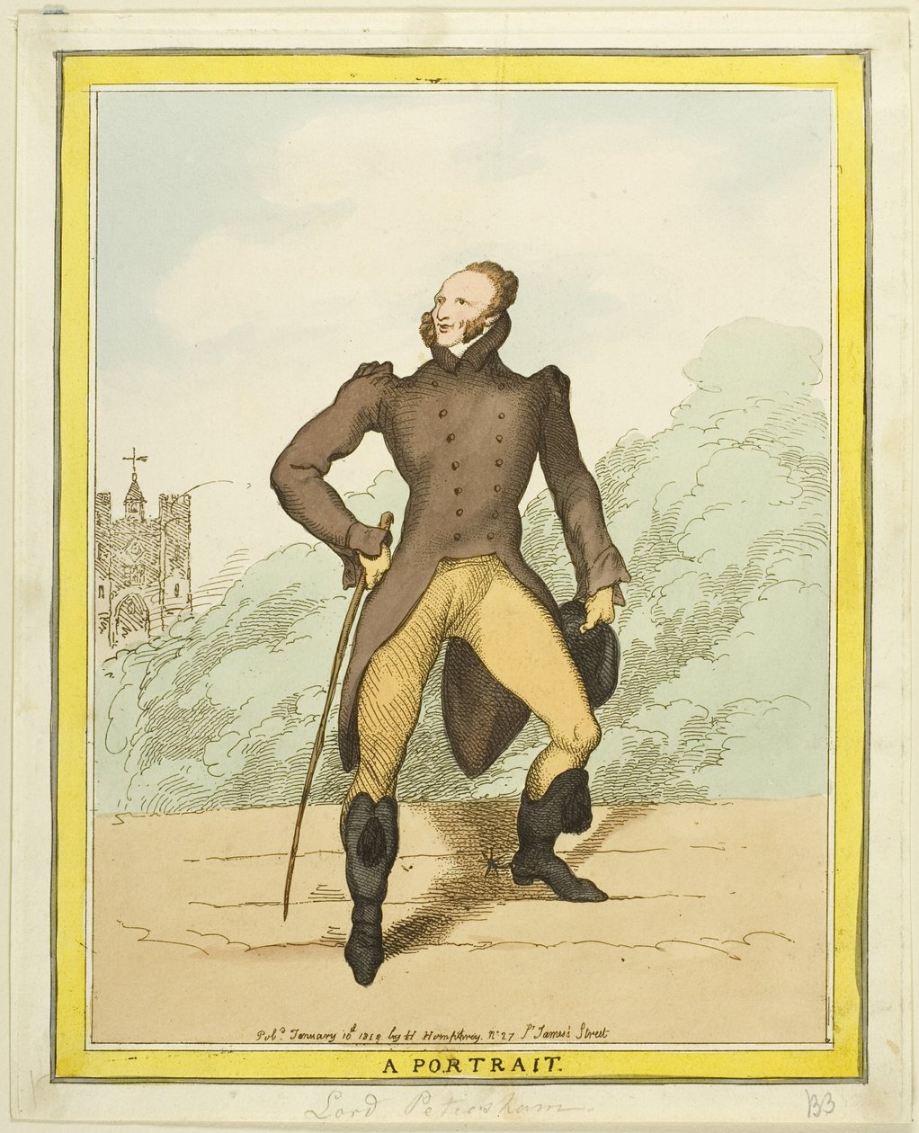 Een portret: Lord Petersham door Thomas Rowlandson