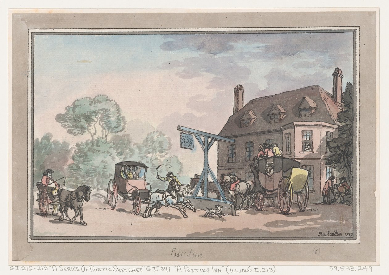 Een Postherberg, 1787 door Thomas Rowlandson