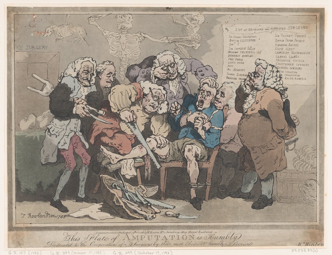 Amputatie, 17 februari 1786 door Thomas Rowlandson