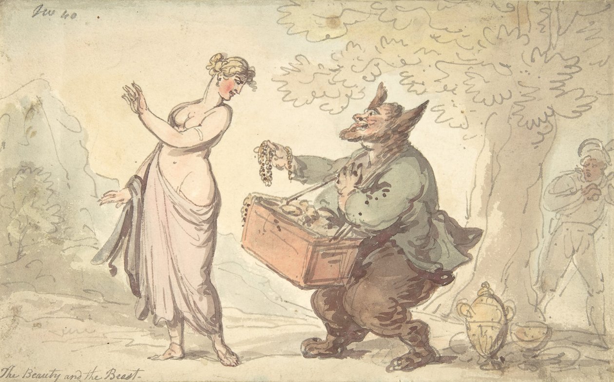 Belle en het Beest, 18e-19e eeuw door Thomas Rowlandson.