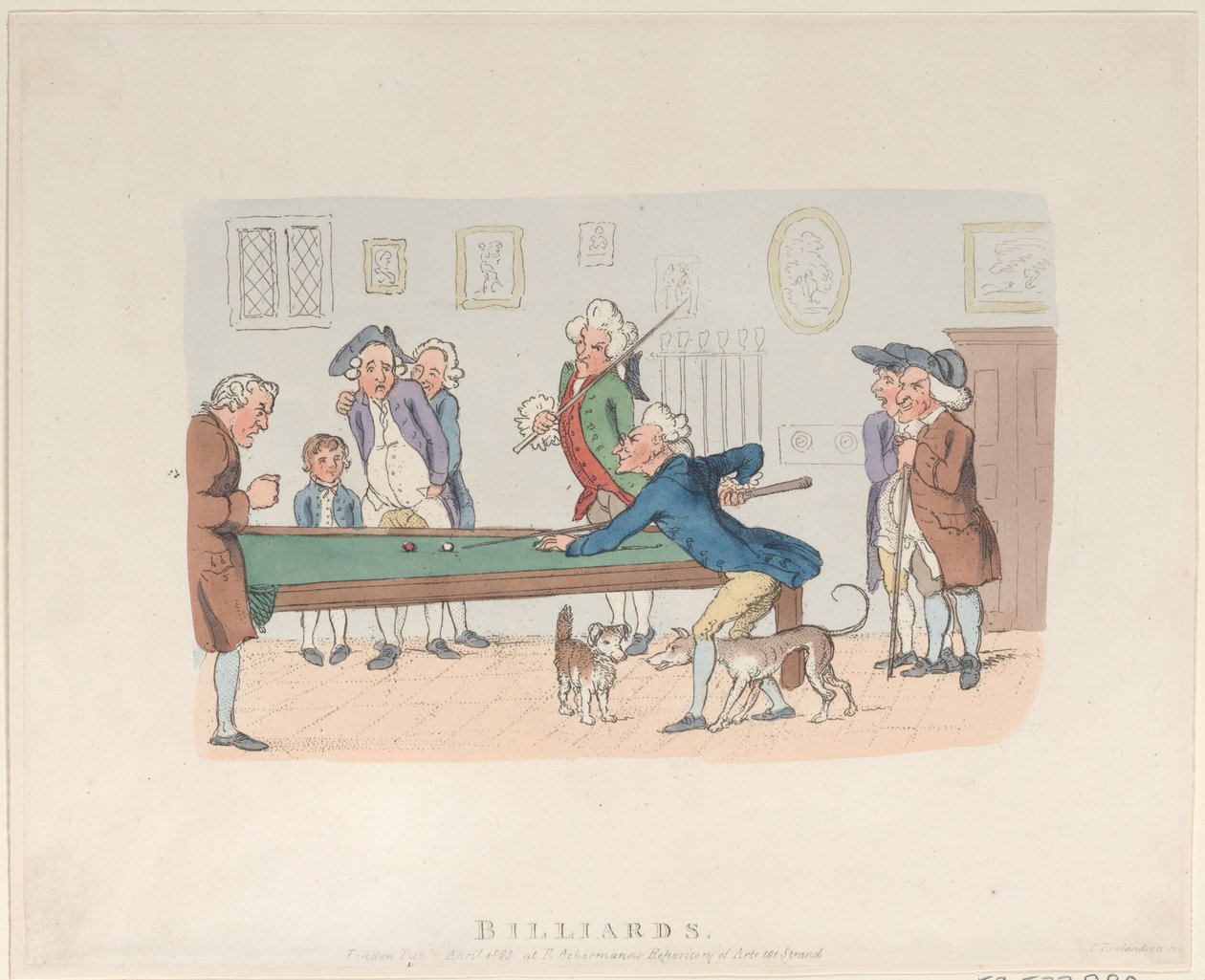 Biljart, april 1803 door Thomas Rowlandson