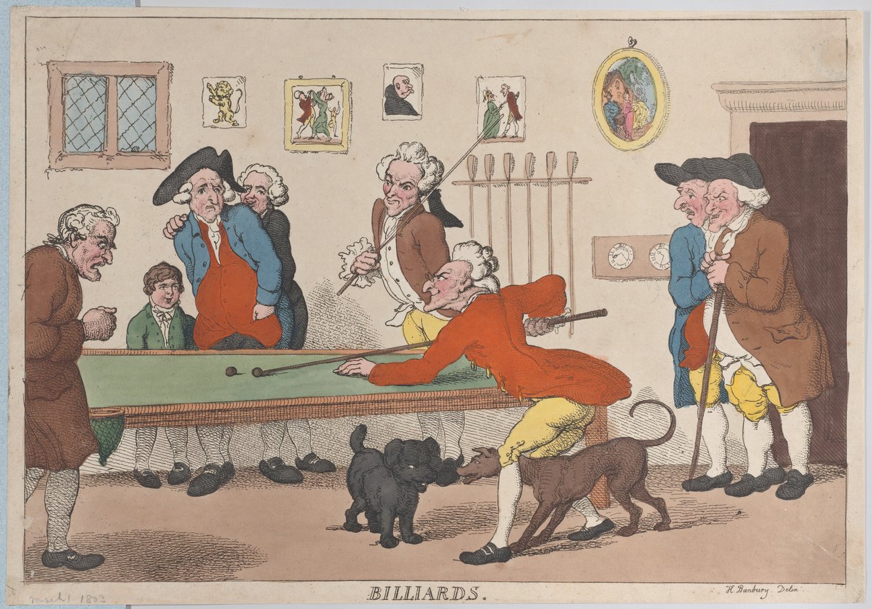 Biljart, 1 maart 1803 door Thomas Rowlandson