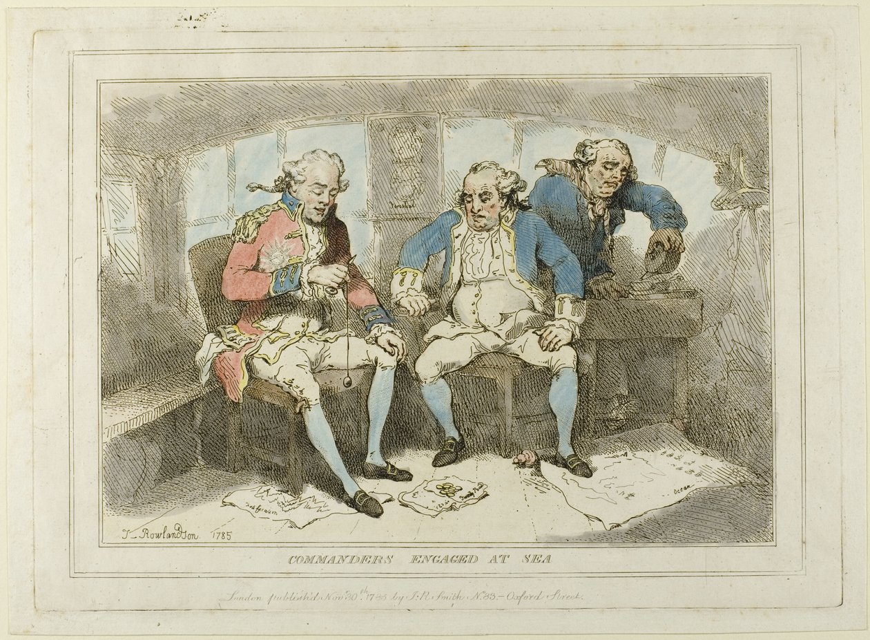 Commandanten in gevecht op zee door Thomas Rowlandson