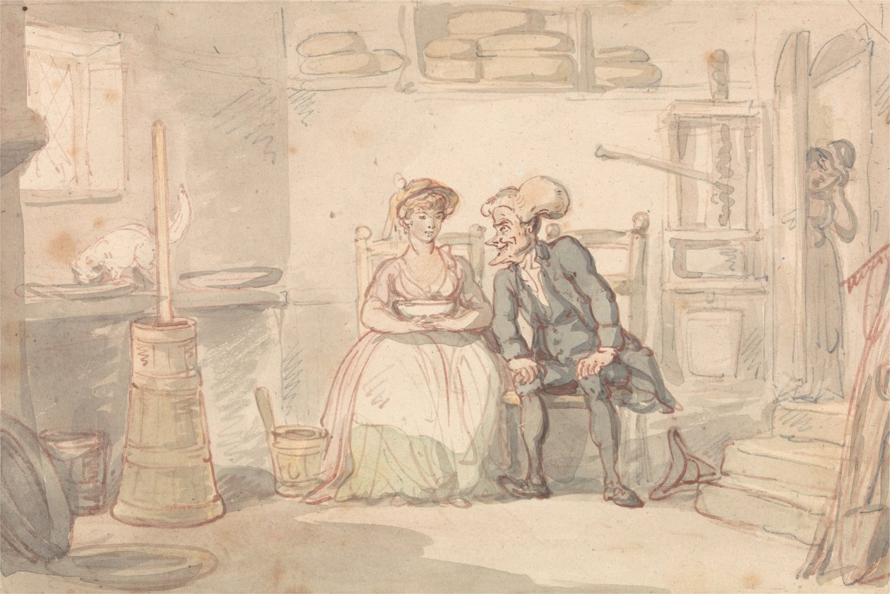 Dr. Syntax & Melkmeisje door Thomas Rowlandson
