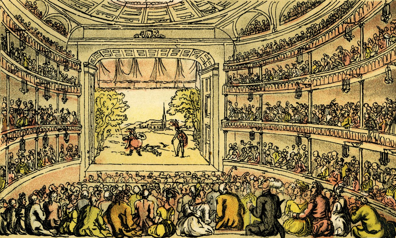 Dr. Syntax in Covent Garden Theatre door Thomas Rowlandson