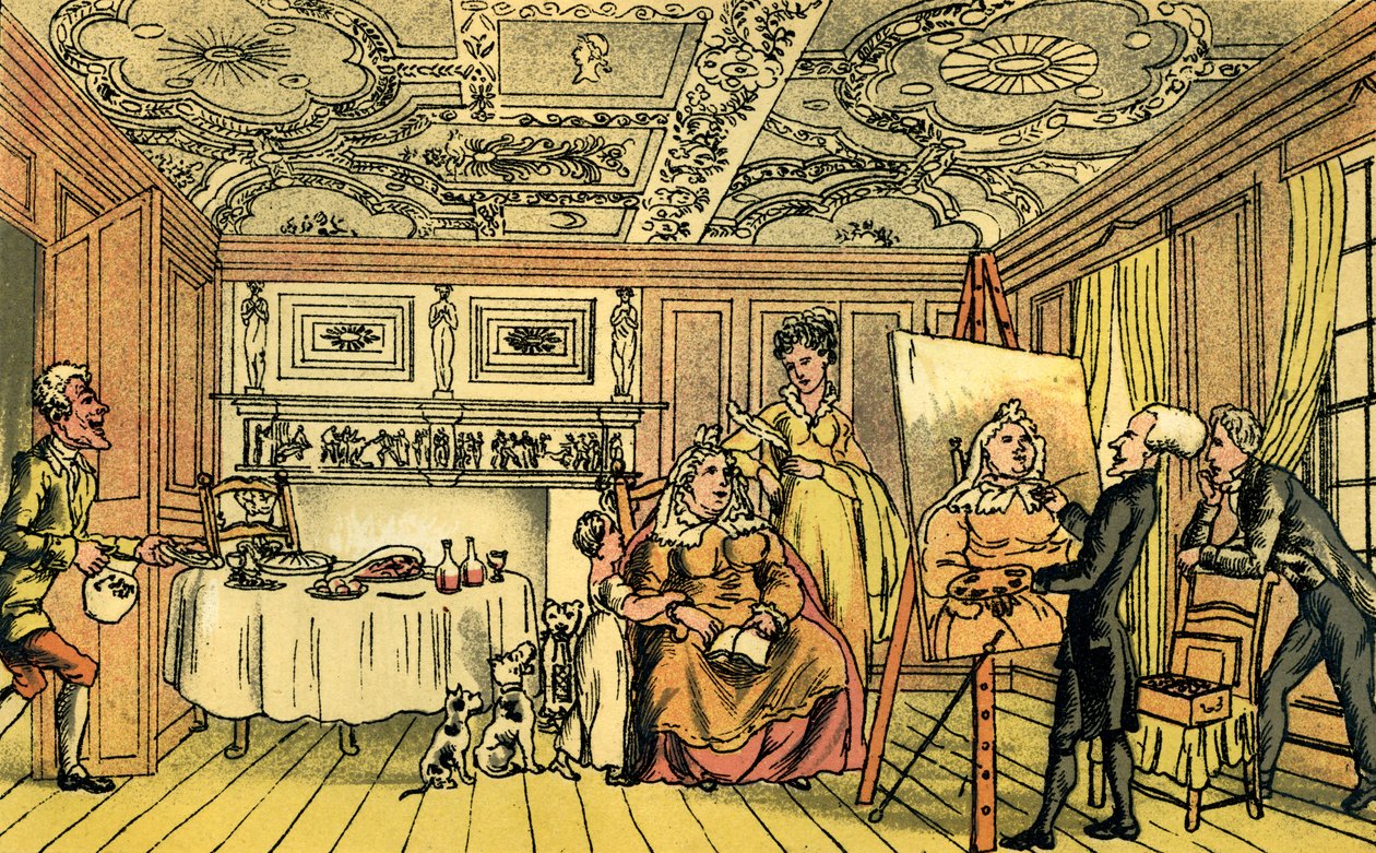 Dr Syntax schildert een portret door Thomas Rowlandson