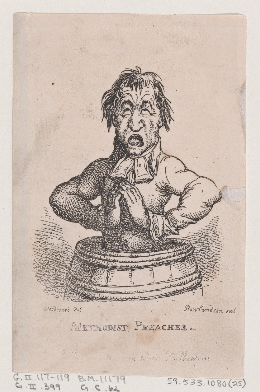 Methodistische Prediker, april 1808 door Thomas Rowlandson