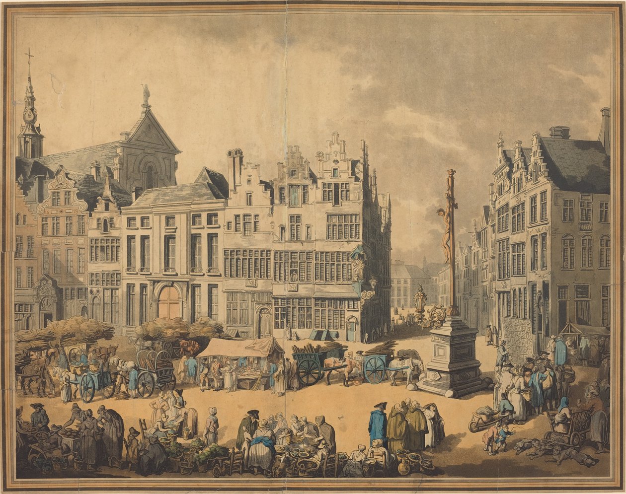 Place de Meir in Antwerpen door Thomas Rowlandson