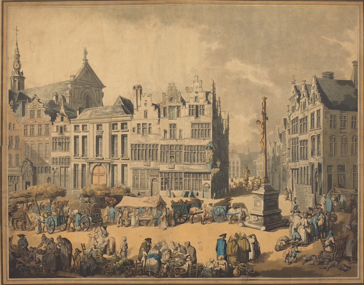 Place de Meir in Antwerpen, 1797 door Thomas Rowlandson