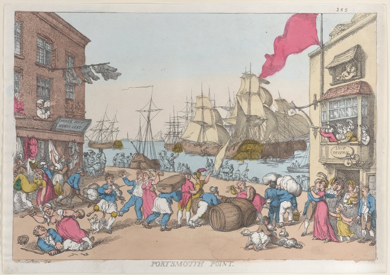 Portsmouth Point, 1814 door Thomas Rowlandson