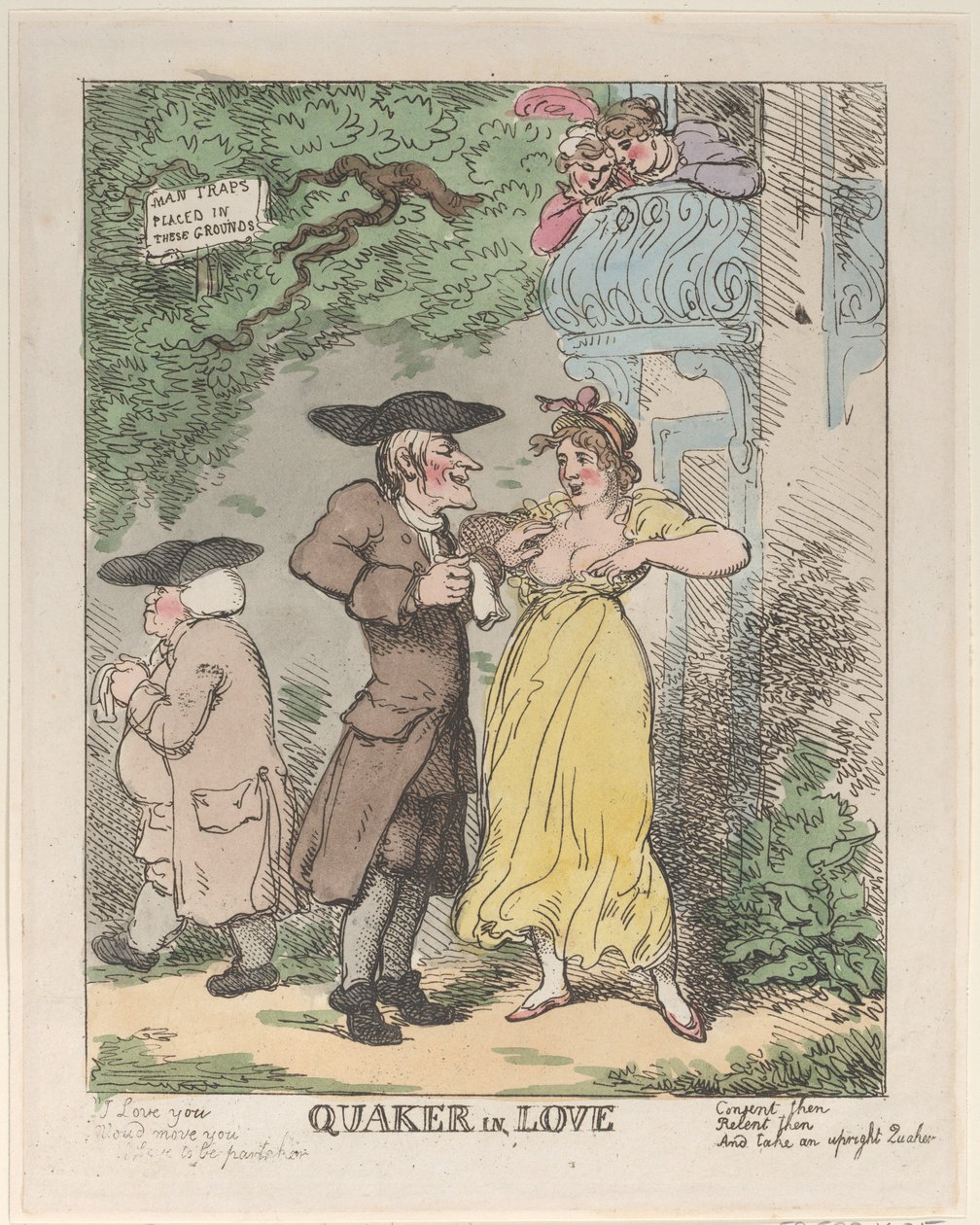 Quaker verliefd door Thomas Rowlandson