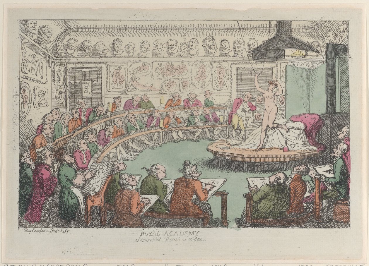 Royal Academy, Somerset House, Londen door Thomas Rowlandson