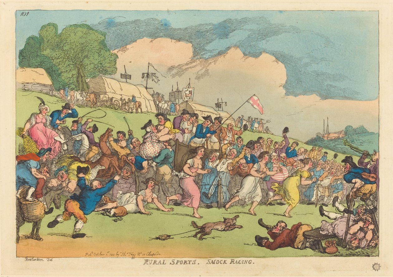 Plattelandsporten. Schortjesrace door Thomas Rowlandson