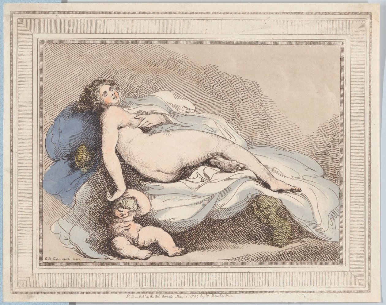 Slapende Venus en Liefde, 1799 door Thomas Rowlandson