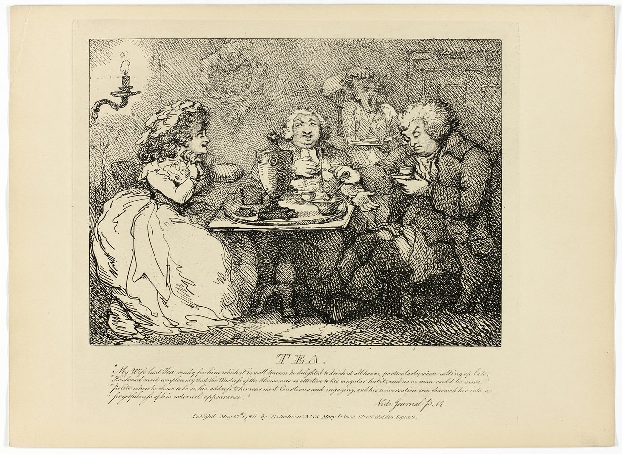 Thee, uit Boswells Tour of the Hebrides door Thomas Rowlandson