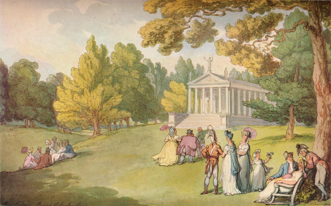 De tuinen van Stowe House, Bucks, c1785 door Thomas Rowlandson