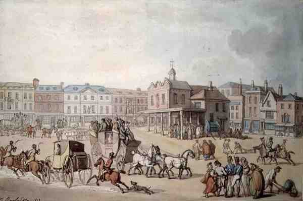De Markt, Kingston-upon-Thames door Thomas Rowlandson