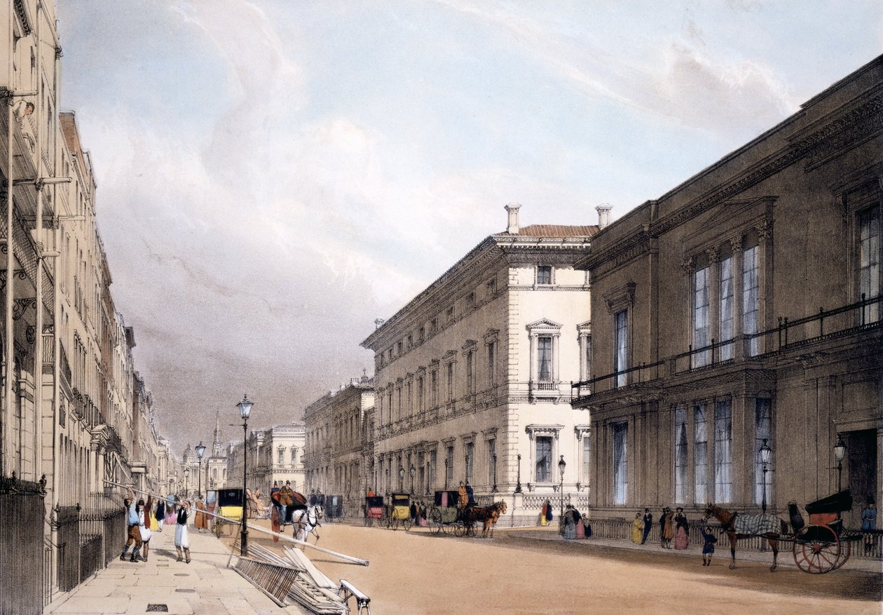 De clubhuizen, Pall Mall, 1842 door Thomas Shotter Boys