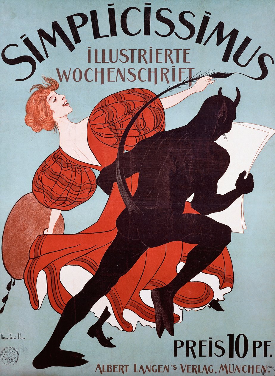 Simplicissimus reclameposter door Thomas Theodor Heine