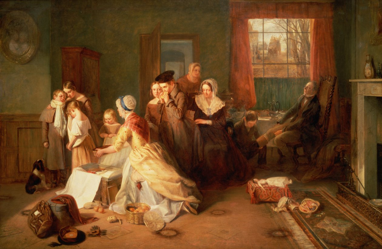 Naar School, 1842 door Thomas Webster