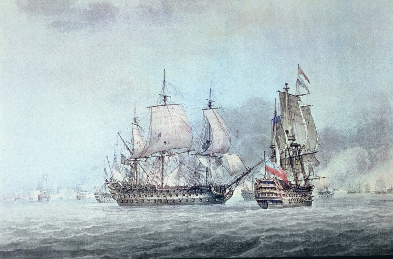 Slag van de Heiligen door Thomas Whitcombe