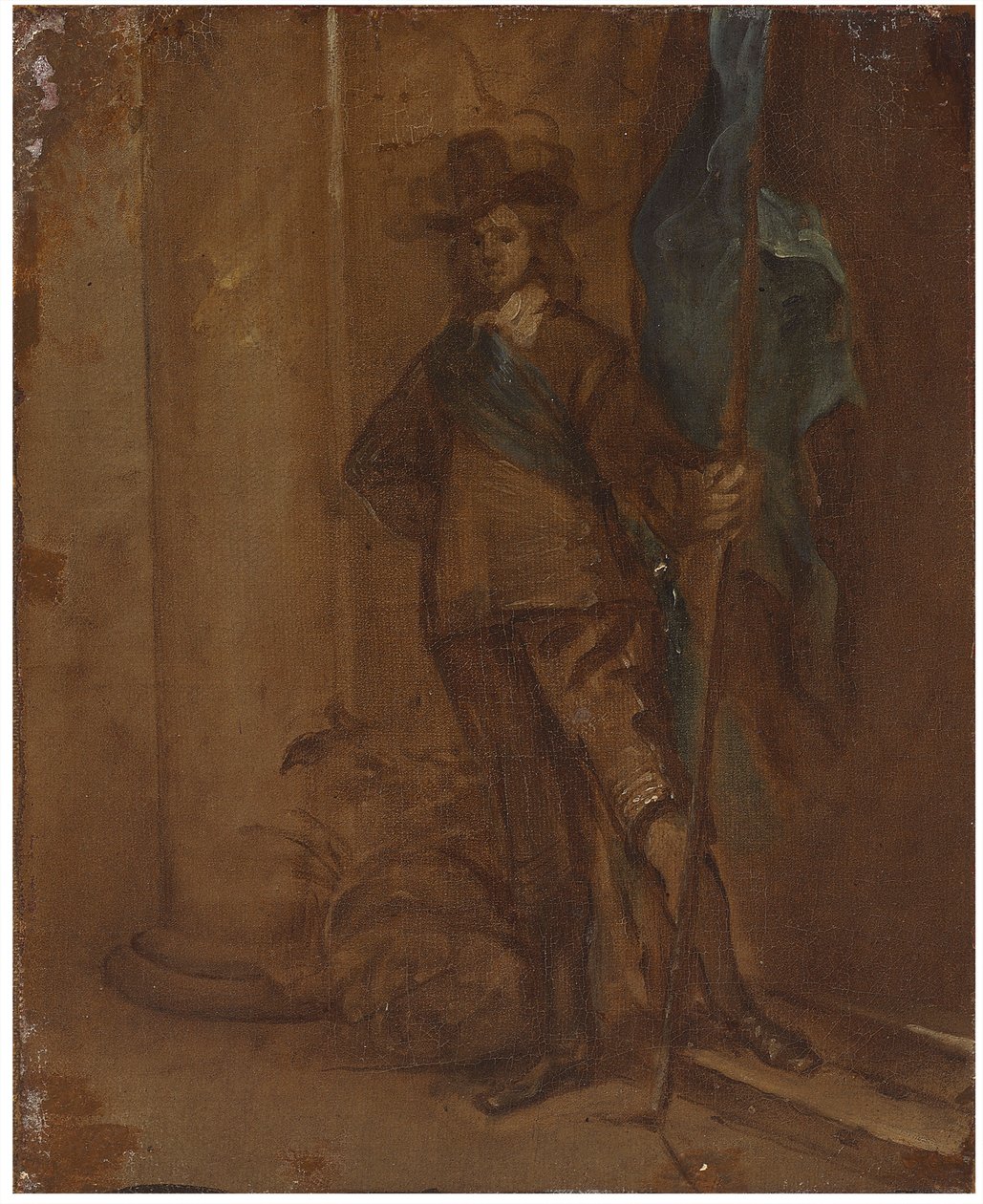 Een soldaat met een vlag door Thomas Willeboirts Bosschaert