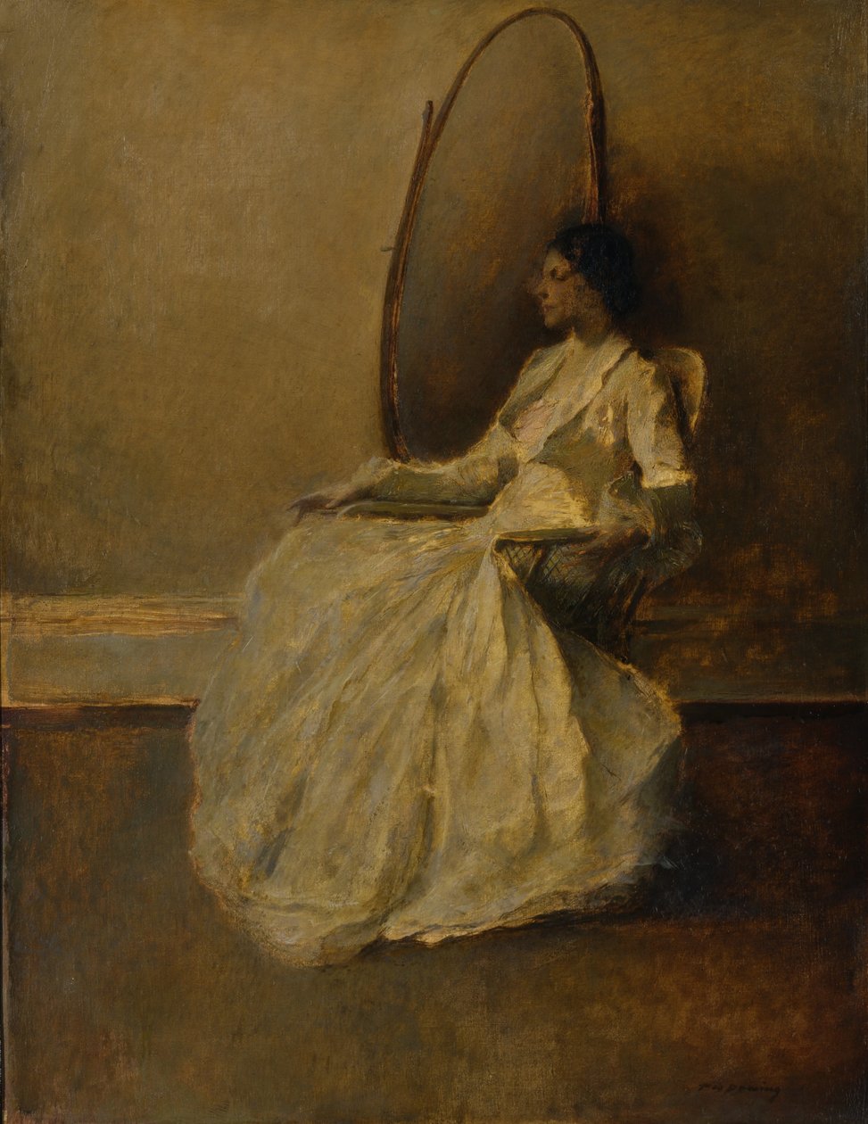 Dame in Wit (Nr. 1) door Thomas Wilmer Dewing