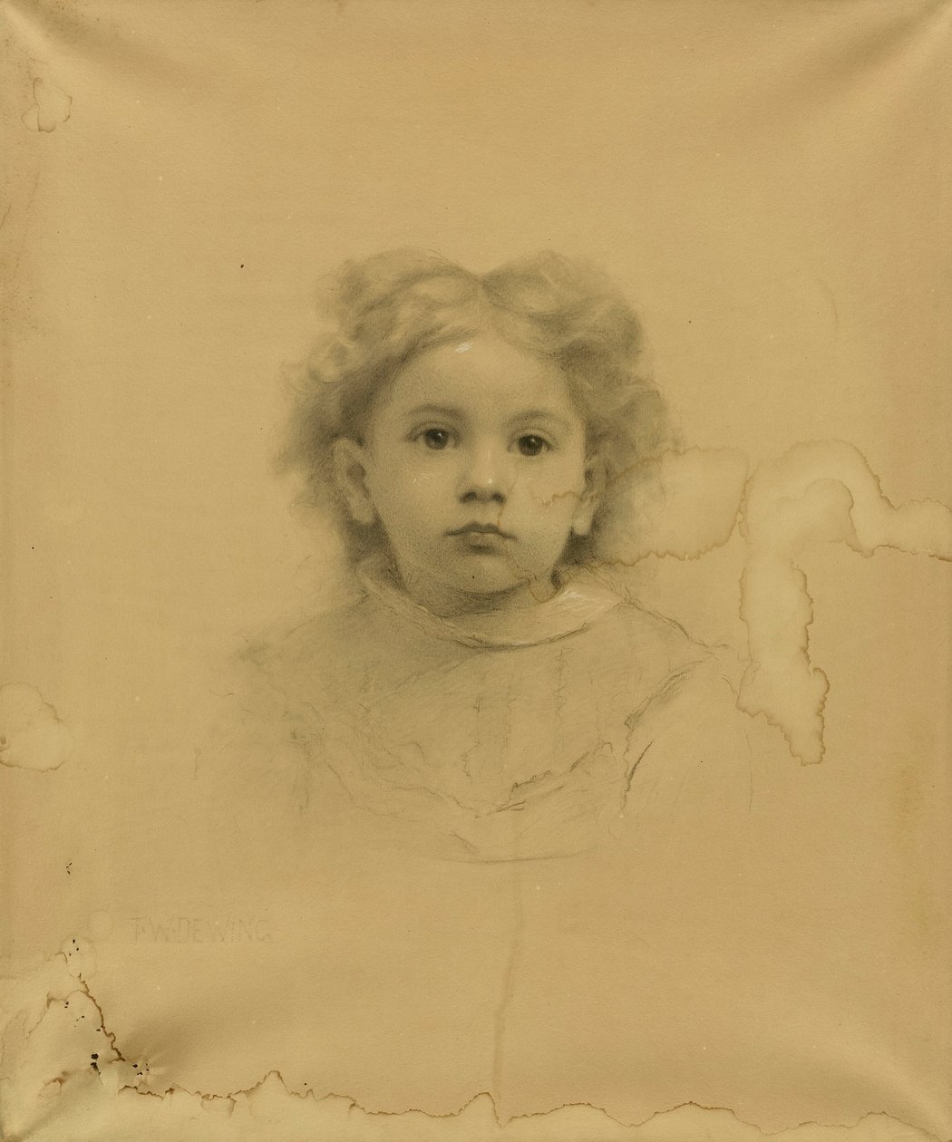 Portret van Ethel D. Puffer door Thomas Wilmer Dewing