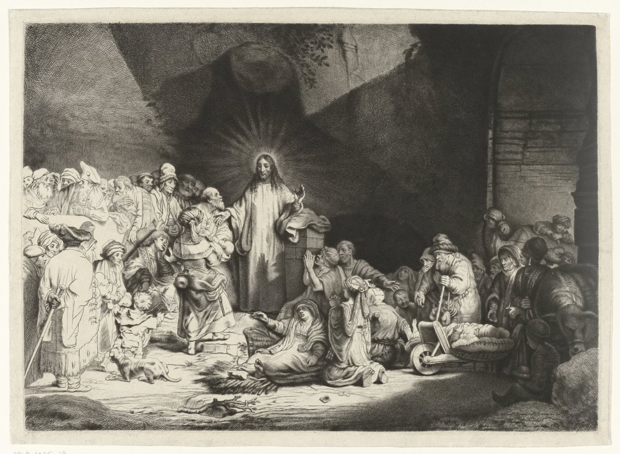 Predikende Christus (De Honderdguldenprent) door Thomas Worlidge