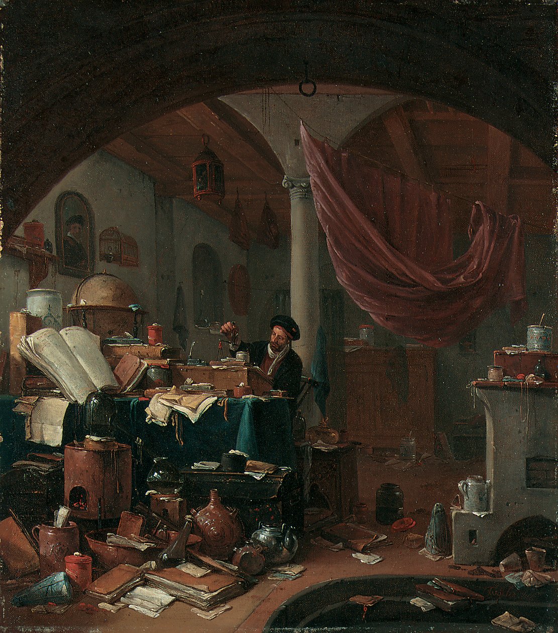 Een alchemist in zijn studeerkamer door Thomas Wyck