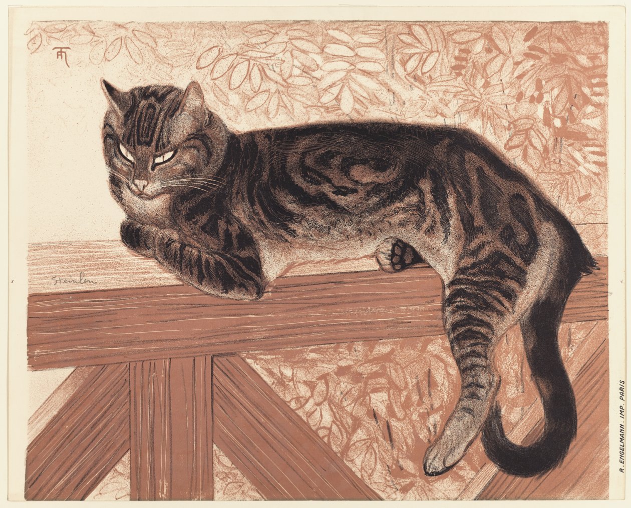 Zomer: Kat op een balustrade door Théophile Alexandre Pierre Steinlen