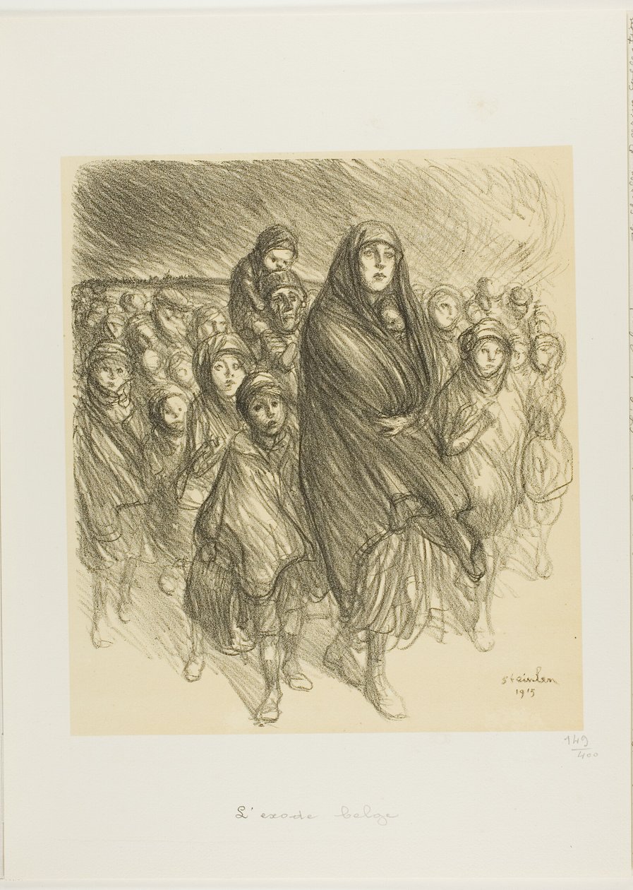 De Belgische Exodus door Théophile Alexandre Pierre Steinlen