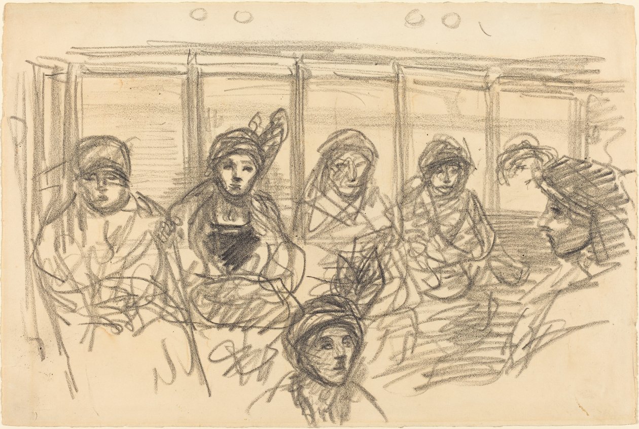 Rijders in de metro door Théophile Alexandre Steinlen