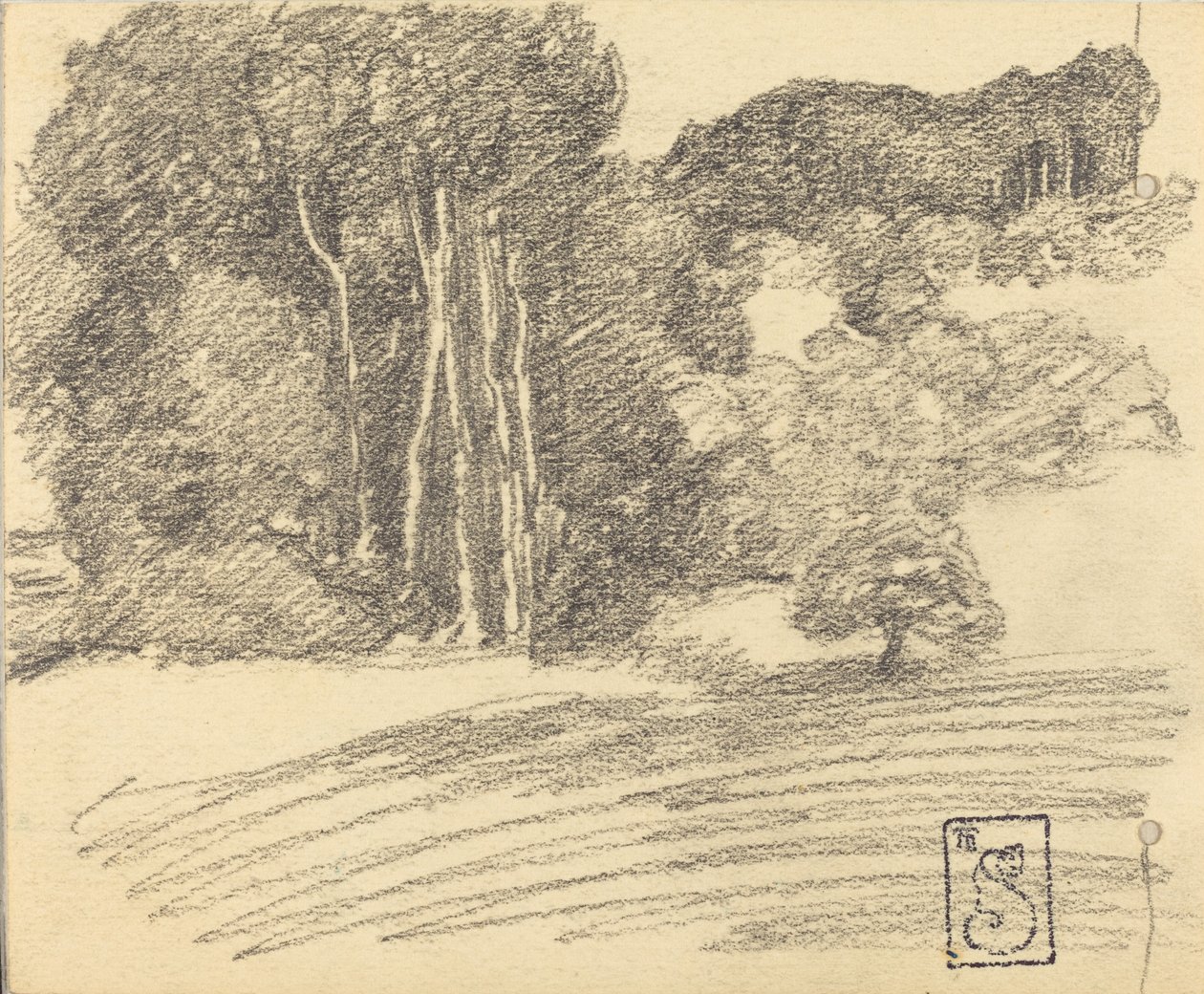 Het bos bij Courdemanche door Théophile Alexandre Steinlen