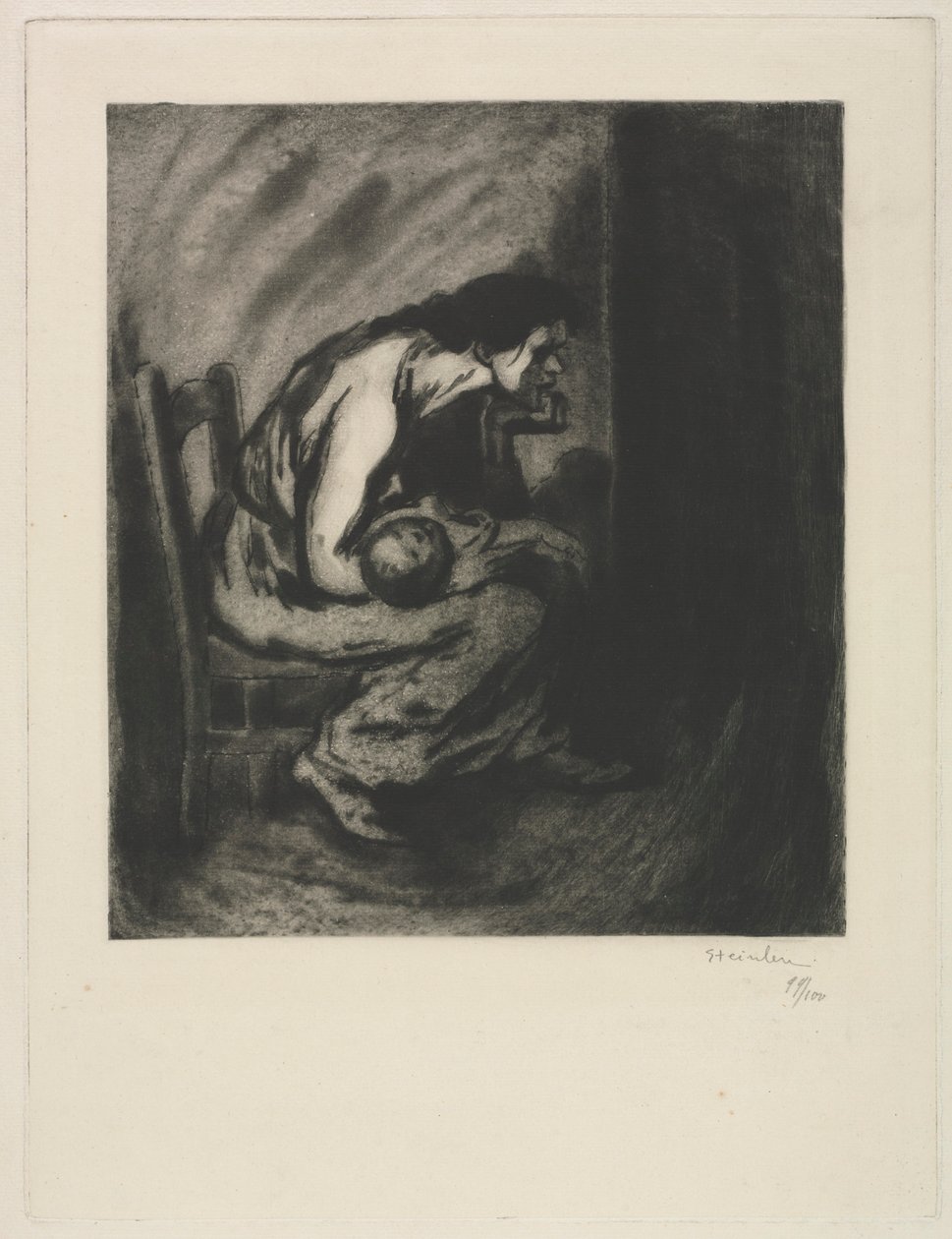 Het zieke kind door Théophile Alexandre Steinlen