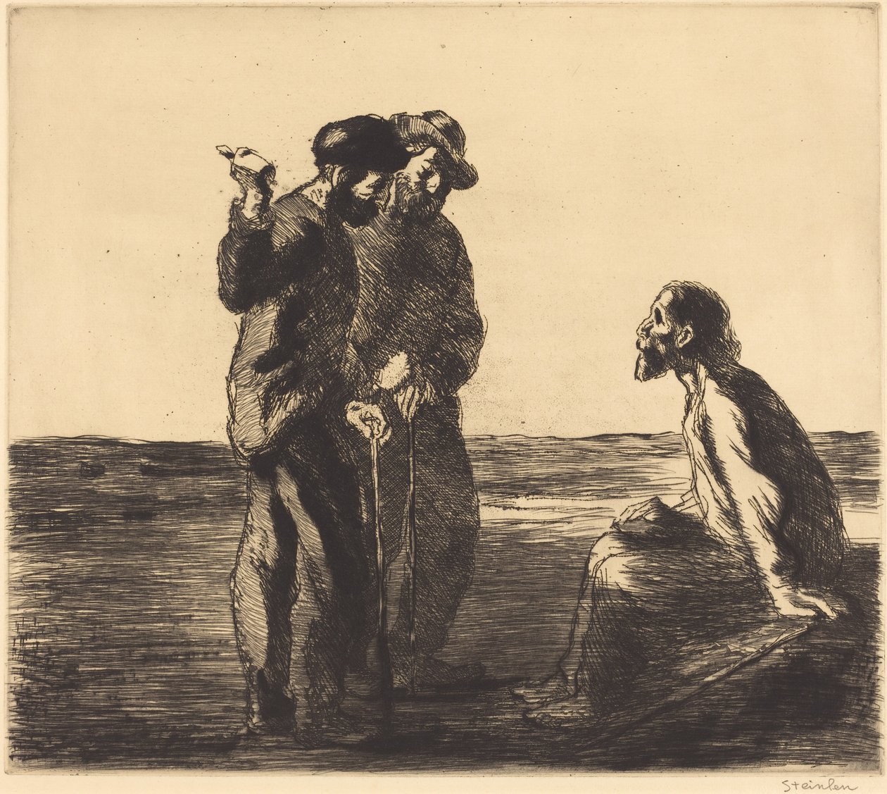 Drie metgezellen (Les trois compagnons) door Théophile Alexandre Steinlen