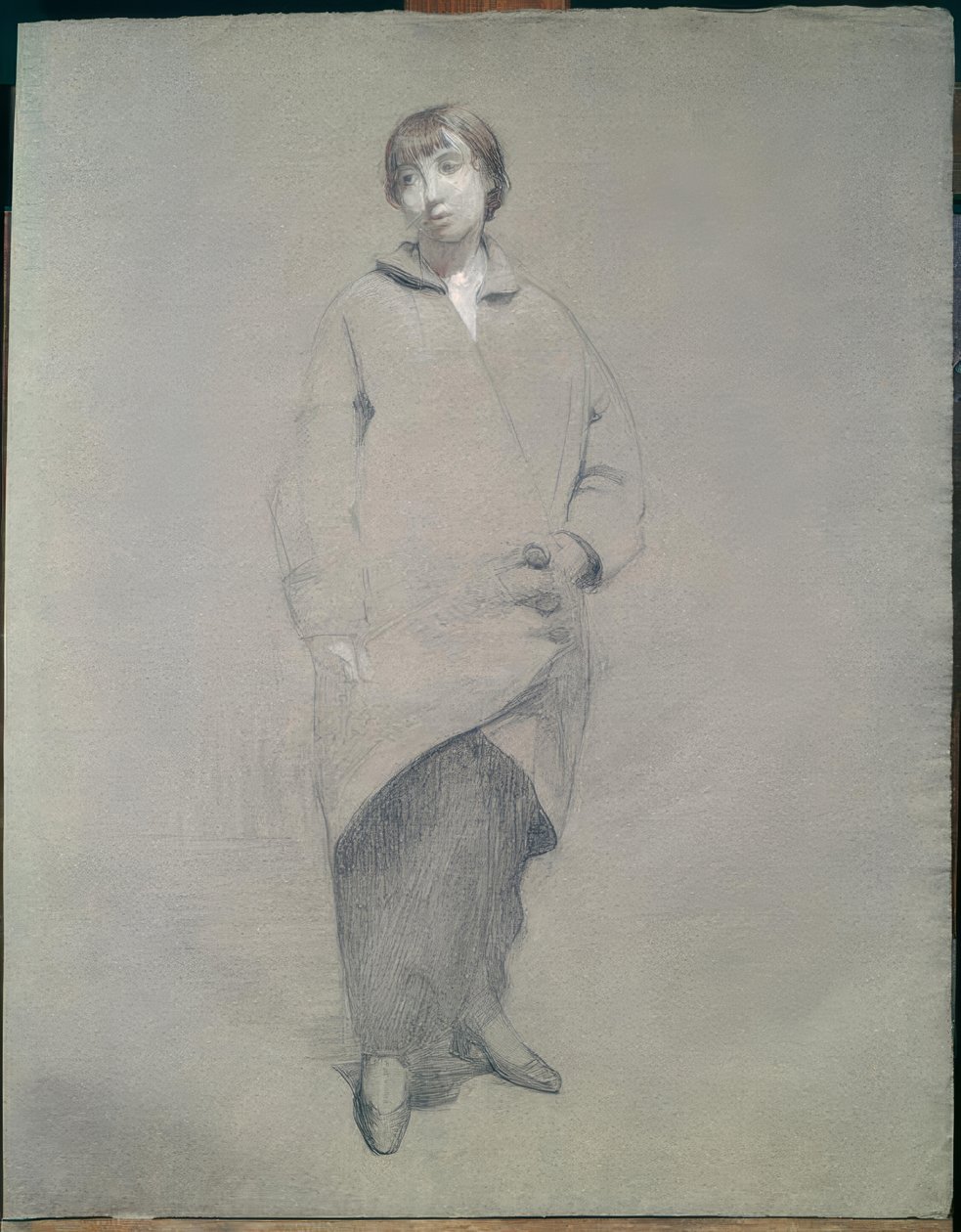 Jonge vrouw in jas door Théophile Alexandre Steinlen