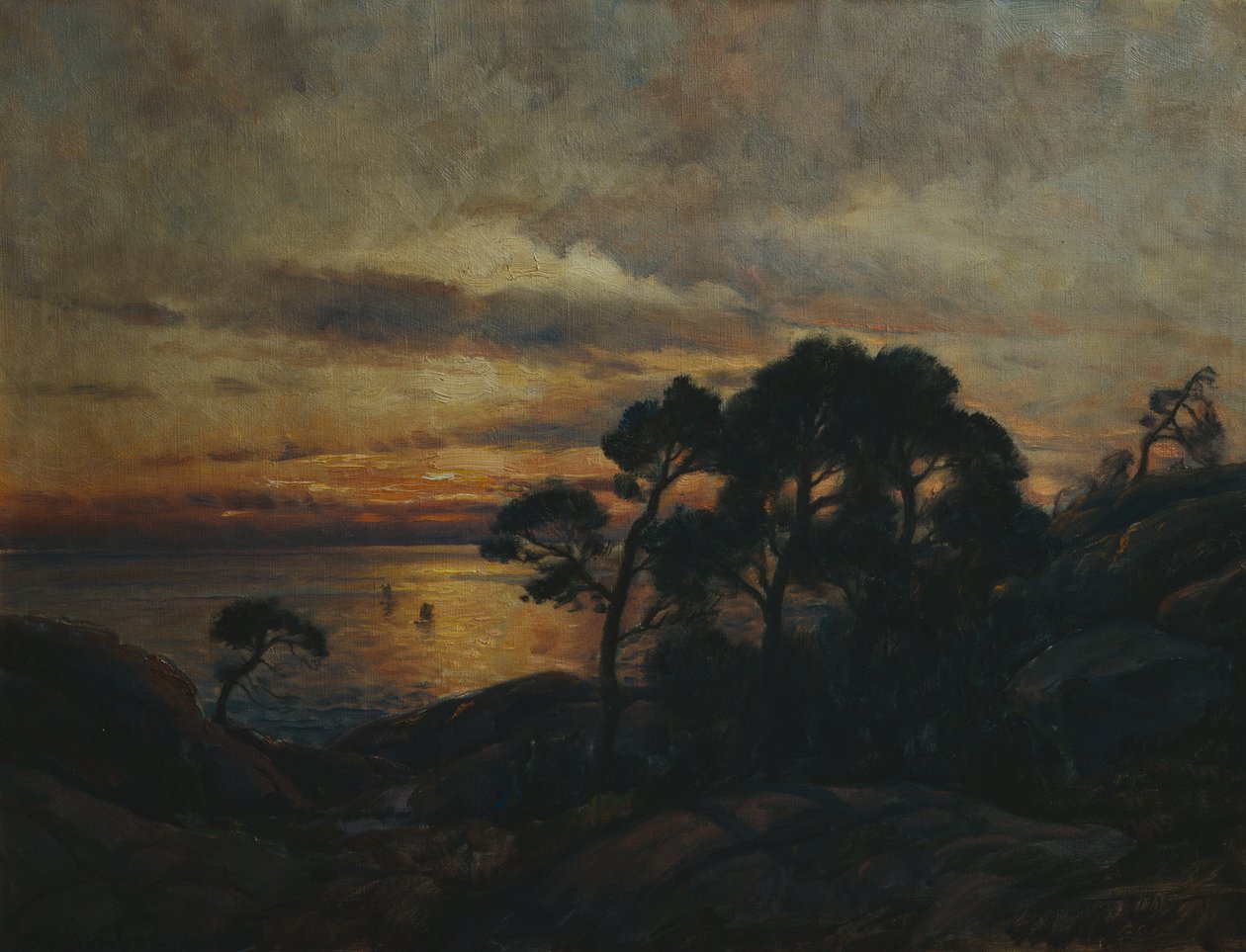 Pijnboom bij zonsondergang door Thorolf Holmboe